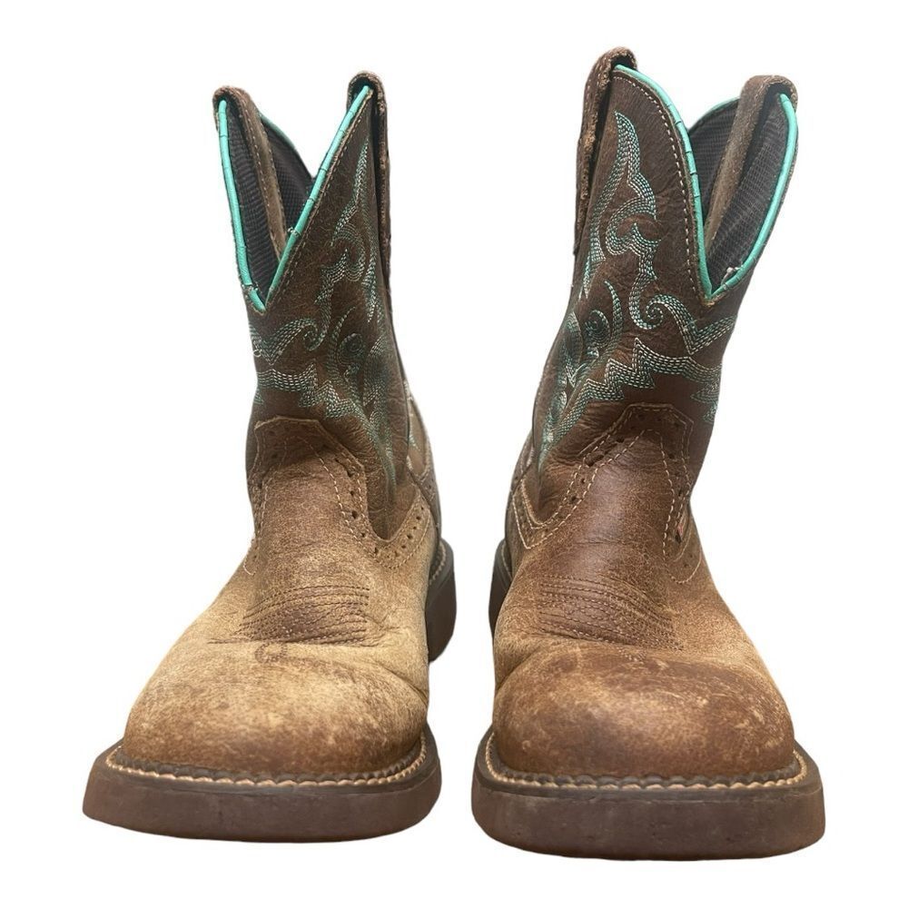 Justin Gypsy Women Brown L9606 Leather Embroidered Pull On Western Boots Sz 7 B